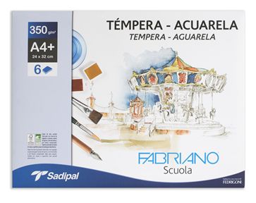Бумага д/акварели/темперы SADIPAL A4+, 24*32см, 6л. 350гр, бел. фото 1 &mdash; PalitraMastera