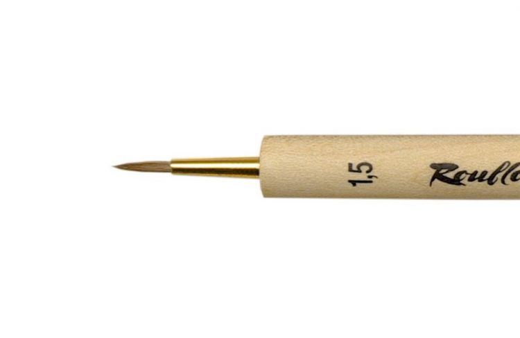 Кисть Миниатюра колонок круглый, ручка скошенная утолщенная с чернм кончиком №1,5 — PalitraMastera