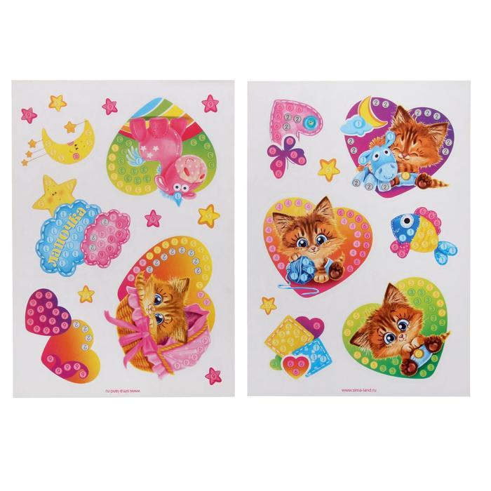 Аппликация-наклейка &quot;Котята&quot; 2 листа + стразы — PalitraMastera