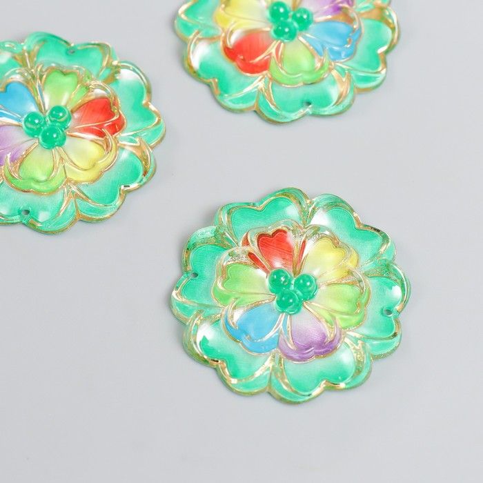 Декор для творчества пластик &quot;Кружевной цветок&quot; зелёный 3,2х3,3 см  7985182 — PalitraMastera