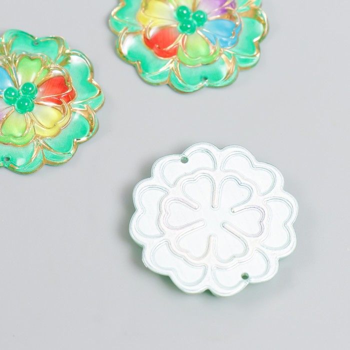 Декор для творчества пластик &quot;Кружевной цветок&quot; зелёный 3,2х3,3 см  7985182 — PalitraMastera