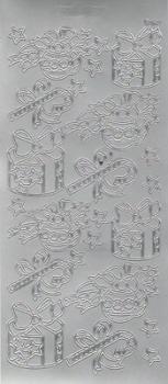 Контурные наклейки "Новогодние подарки", лист 10x24,5 см, цвет серебро фото 1 &mdash; PalitraMastera