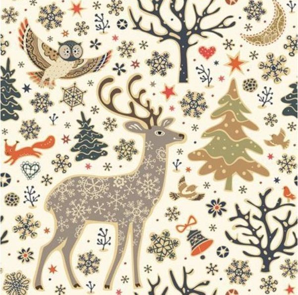 Салфетки - трехслойные,  коллекция "Рождественский обед", Maki ,20 шт.,33х33 см, олень елки снежинки фото 1 &mdash; PalitraMastera