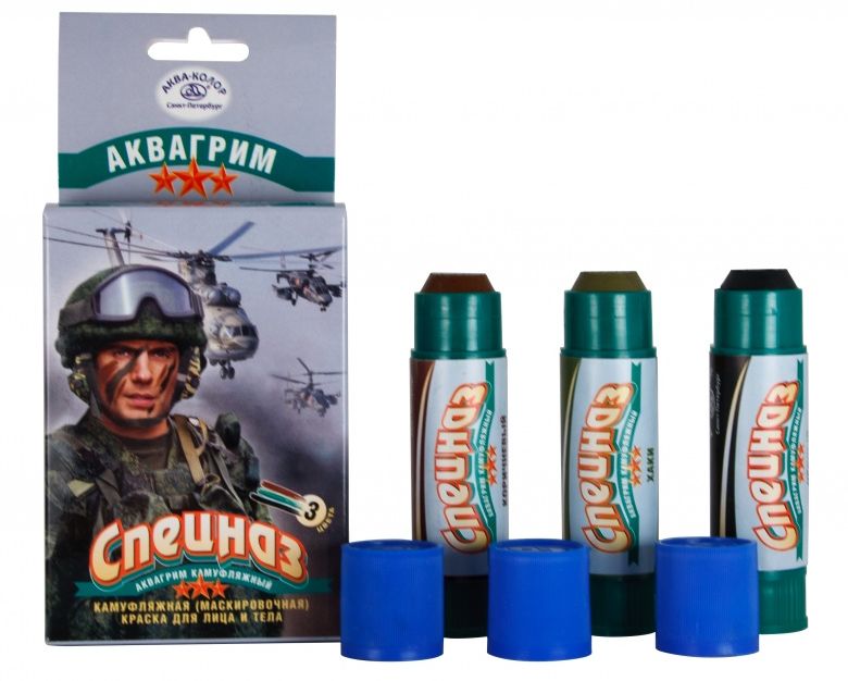 Краска для лица и тела мелки 3 цвета Аква-Колор "Спецназ" 3 штуки*15г, Аквагрим камуфляжный фото 1 &mdash; PalitraMastera
