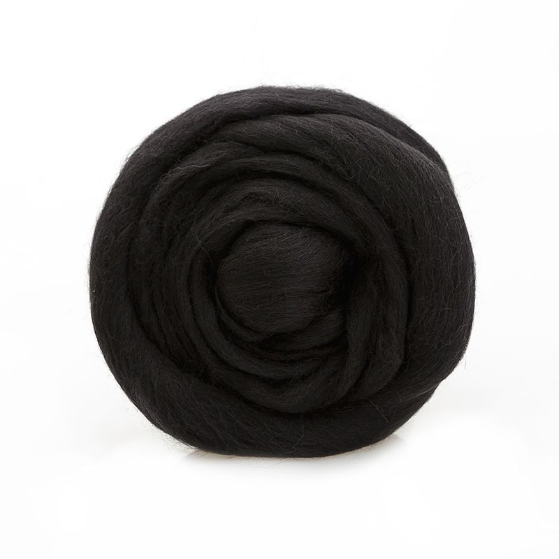 Гребенная лента шерсть аргентинский меринос (0140, черный) фото 1 &mdash; PalitraMastera