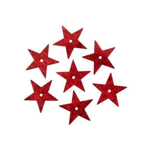Пайетки "звездочки" 20мм, "Астра" 10г (50103 красный голограмма) фото 1 — PalitraMastera