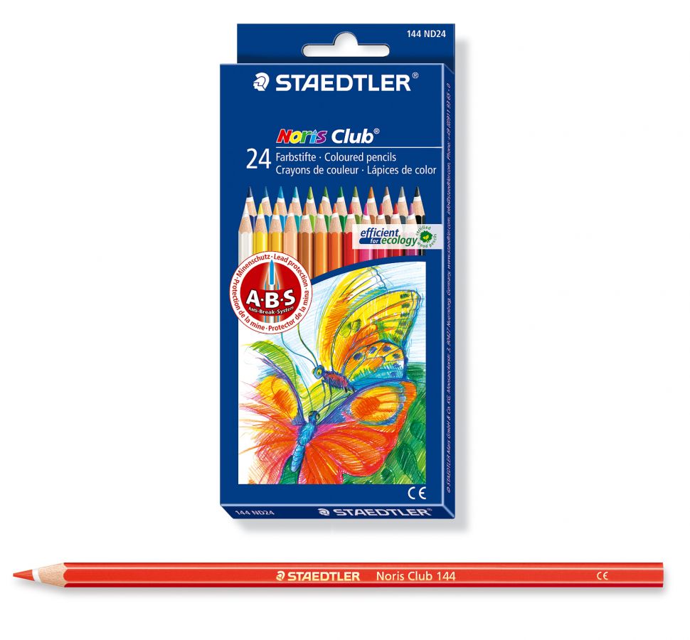Набор карандашей цветных Noris Club 144, 24 цв. ( упаковано в 2 ряда), шестигранные, в картонной коробке фото 1 — PalitraMastera