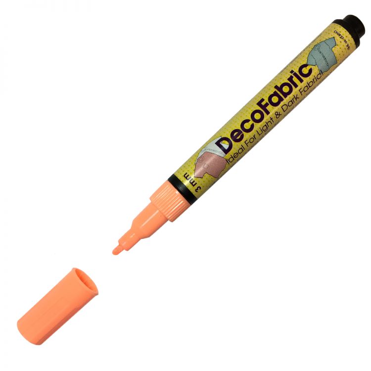 Маркер для светлых, темных и джинсовых тканей ,2-3мм, неон-оранж. светящиеся в ультрафиолете /Marvy — PalitraMastera