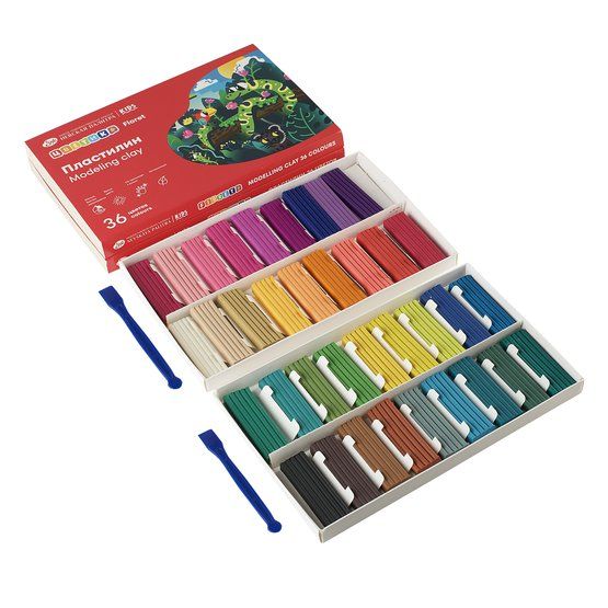 Набор пластилина детского классического "Цветик", со стеком, 540 гр., 36 цветов фото 1 — PalitraMastera