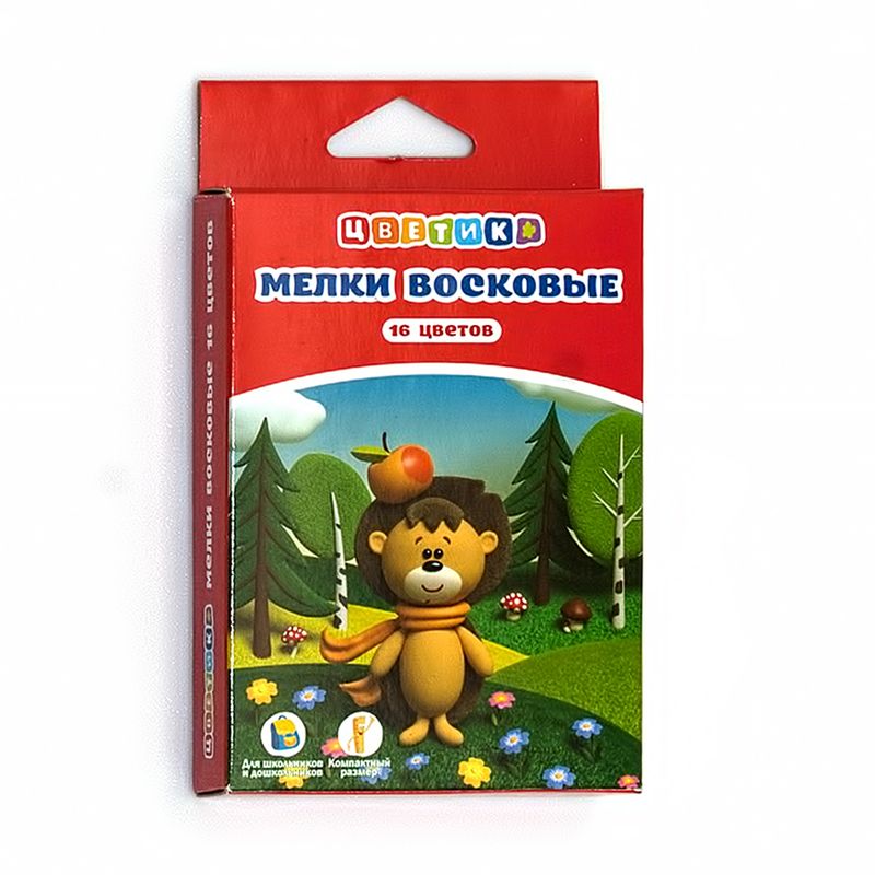 Набор восковых мелков "Цветик", 16 цветов на европодвесе--- фото 1 &mdash; PalitraMastera