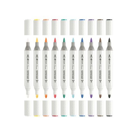 Набор акриловых маркеров двусторонних &quot;Сонет&quot; &quot;Основные цвета&quot;, перо кисть/пуля , 10 цветов, блистер — PalitraMastera