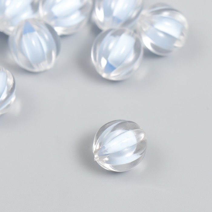 Бусины пластик «Шар ребристый - внутренний голубые», набор 20 г, 1.2х1.1 см — PalitraMastera