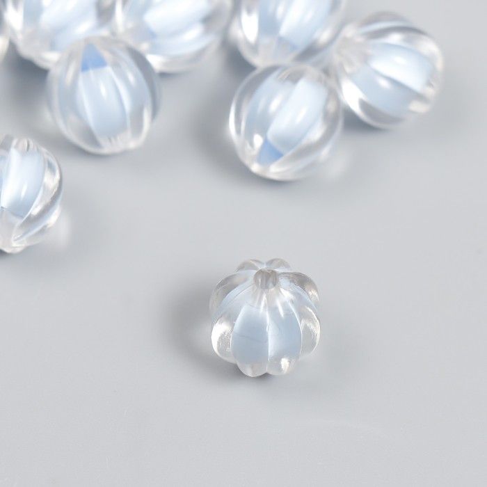 Бусины пластик «Шар ребристый - внутренний голубые», набор 20 г, 1.2х1.1 см — PalitraMastera