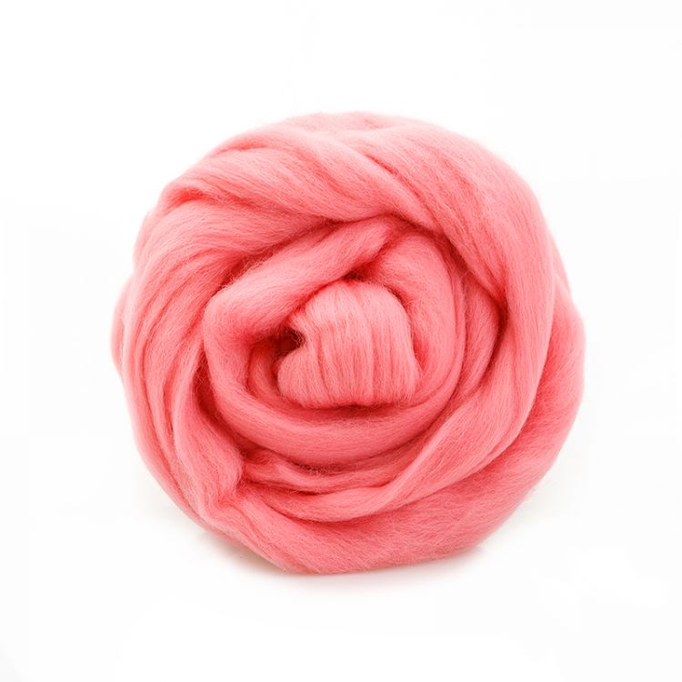 Гребенная лента шерсть  аргентинский меринос розовый 0160, 50гр &mdash; PalitraMastera