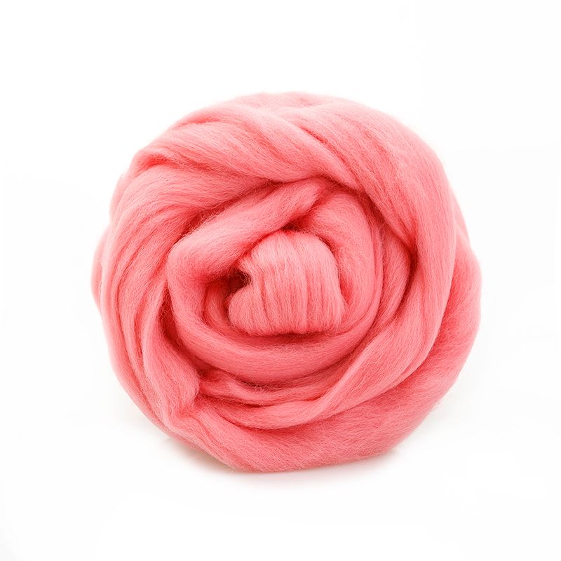 Гребенная лента шерсть  аргентинский меринос розовый 0160, 50гр фото 1 &mdash; PalitraMastera