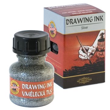 Тушь художеств. KOH-I-NOOR, 20 мл, цвет - серебро фото 1 — PalitraMastera