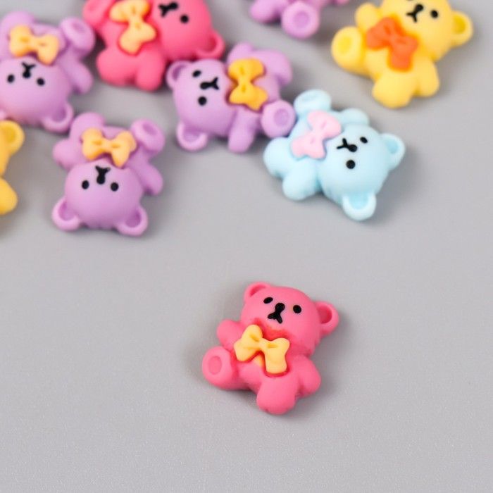 Декор для творчества пластик &quot;Медвежонок с бантом&quot; МИКС 1,3х1,4 см  9517185 — PalitraMastera