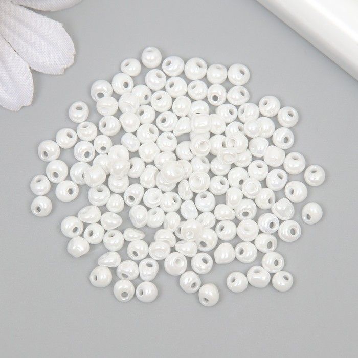 Бисер стекло 4 мм &quot;Капелька. Белое облако&quot; 10 гр  9627175 — PalitraMastera