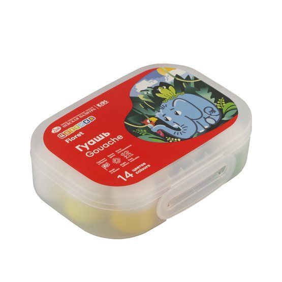 Цветик Набор гуашь, 14 шт х15 мл в пластиковом контейнере — PalitraMastera