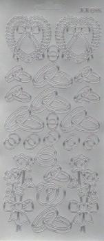 Контурные наклейки "Обручальные кольца", лист 10x24,5 см, цвет серебро фото 1 — PalitraMastera