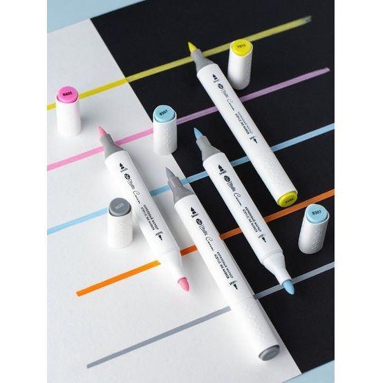 Маркер акриловый двусторонний &quot;Сонет&quot;, перо кисть/пуля, чёрный — PalitraMastera