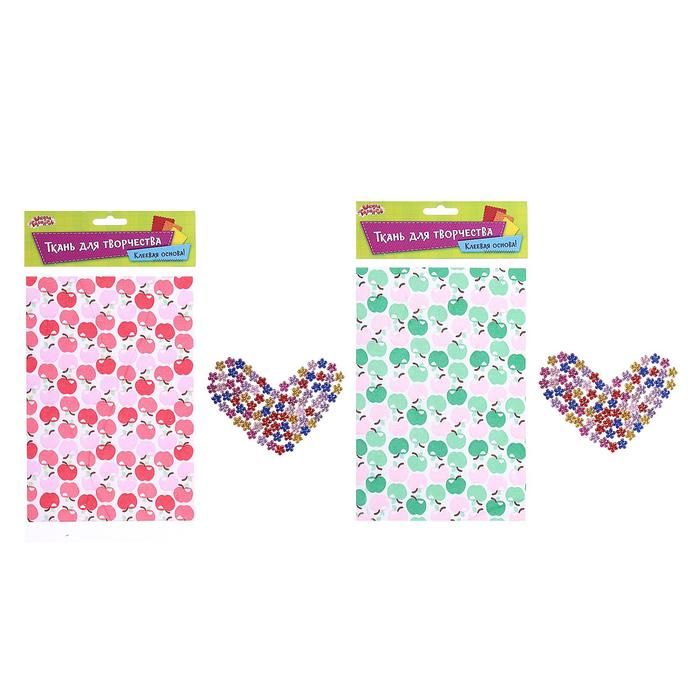 Ткань на клеевой основе для декора №3, размер листа: 21*14.5 см + стразы 5 г, цвета МИКС фото 1 — PalitraMastera