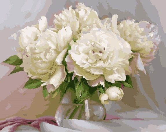 Картина по номерам GX 4587 (GX4870) Белоснежные пионы 40*50 фото 1 &mdash; PalitraMastera
