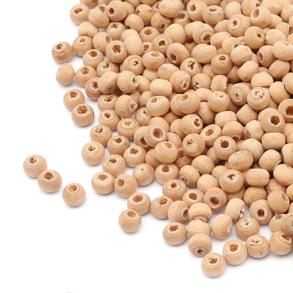 Бусины деревянные неокрашенные 4 мм,отв.1,5 мм, 10гр(~ 420шт ) фото 1 &mdash; PalitraMastera