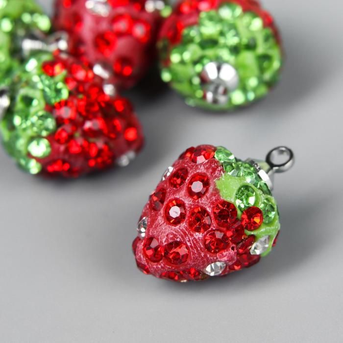 Декор для творчества пластик &quot;Клубничка с петелькой&quot; набор 5 шт 1х1,4 см  4780340 — PalitraMastera