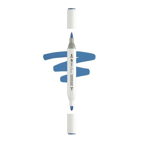 Маркер акриловый двусторонний &quot;Сонет&quot;, перо кисть/пуля, синий кобальтовый — PalitraMastera