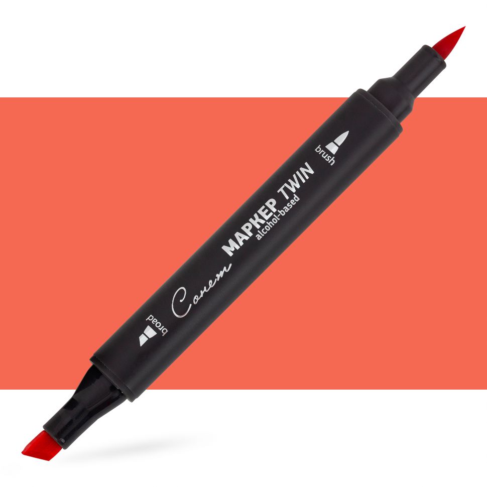 Маркер спиртовой Сонет Twin Brush, красно-оранжевый фото 1 — PalitraMastera