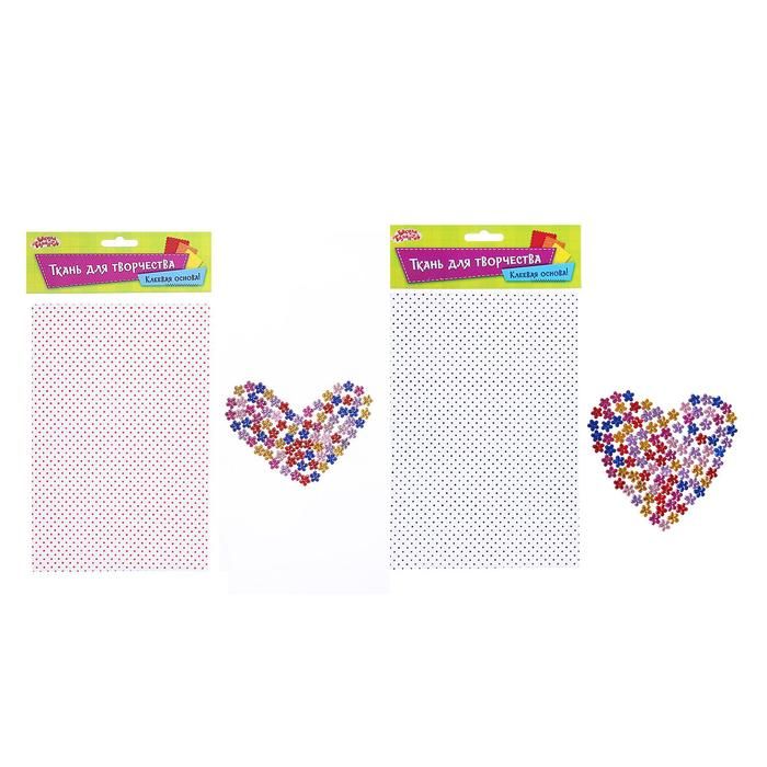 Ткань на клеевой основе для декора №12, размер листа: 21*14.5 см + стразы 5 г, цвета МИКС — PalitraMastera