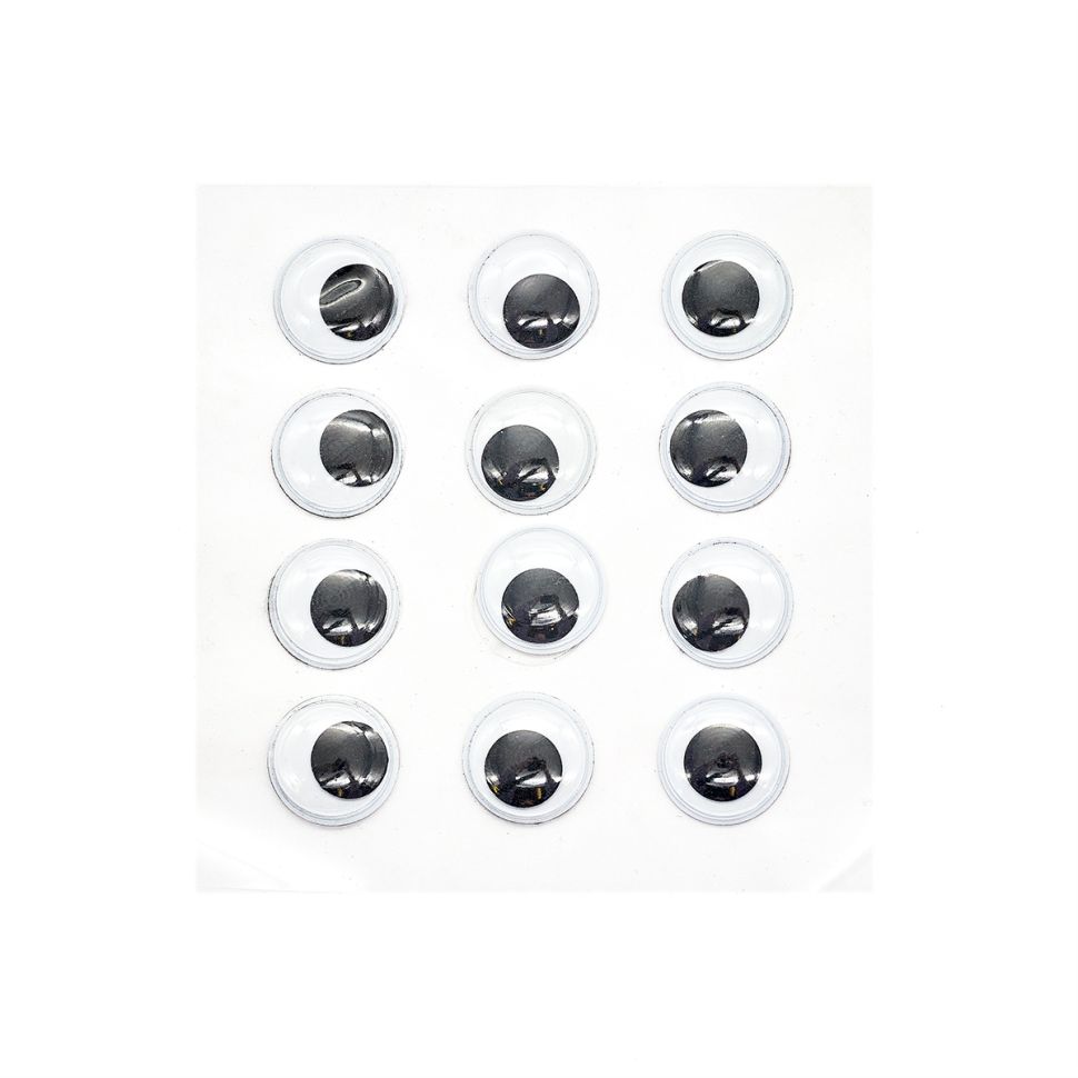 Глазки бегающие круглые на клеевой основе 20мм, 12шт/упак, ч/б, Astra&Craft фото 1 &mdash; PalitraMastera