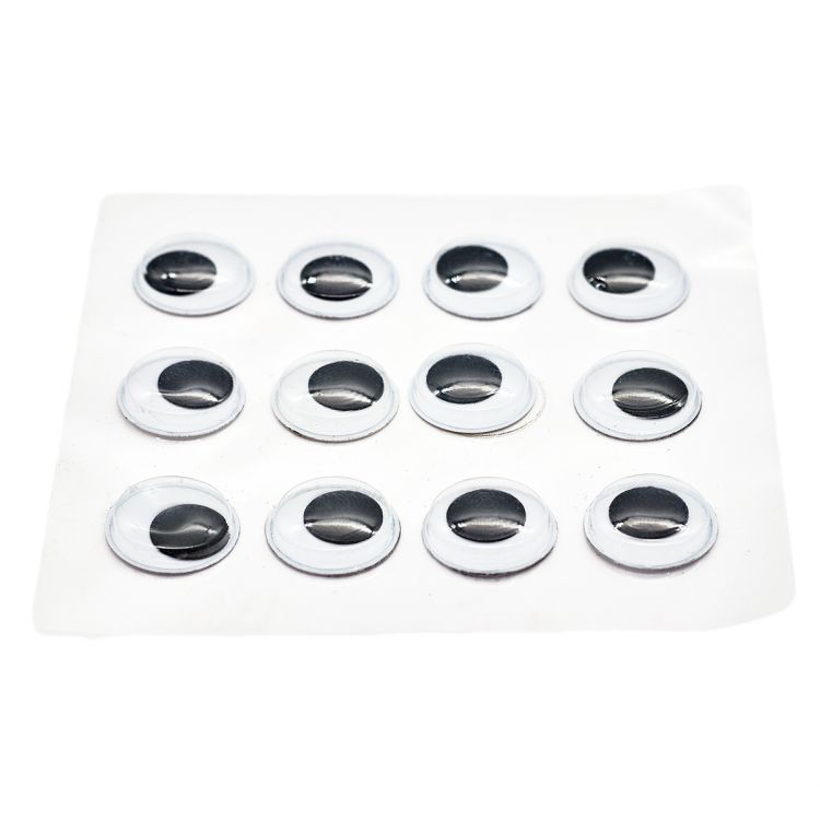 Глазки бегающие круглые на клеевой основе 20мм, 12шт/упак, ч/б, Astra&amp;Craft &mdash; PalitraMastera