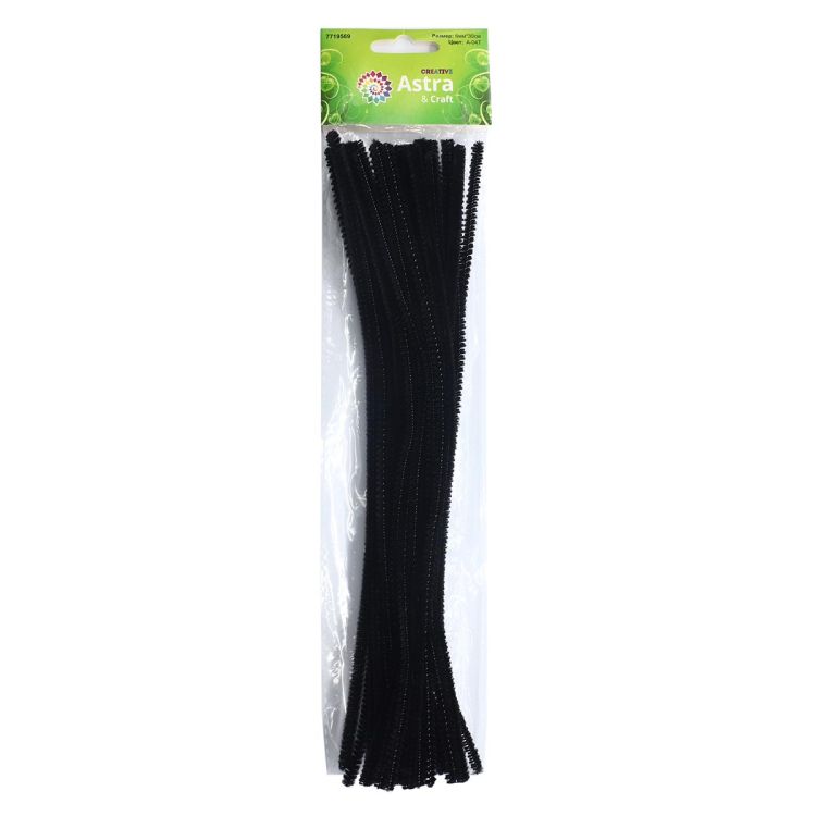 Синель-проволока, 6мм*30см, 30шт/упак, Astra&amp;Craft (A-047 черный) — PalitraMastera