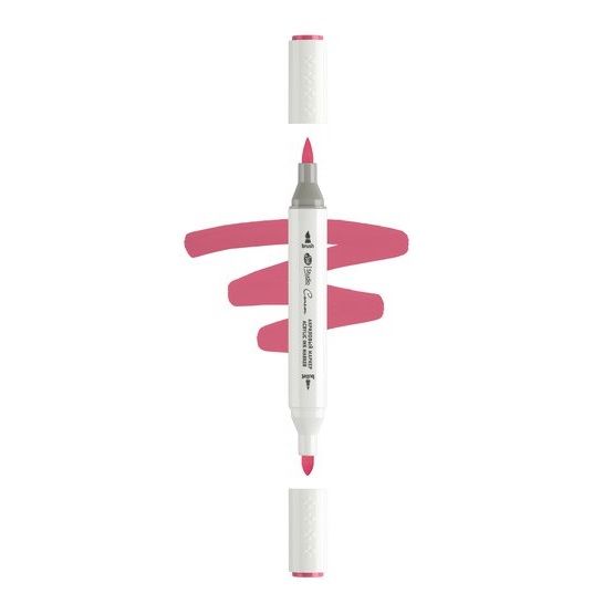 Маркер акриловый двусторонний "Сонет", перо кисть/пуля, красный тёмный фото 1 — PalitraMastera