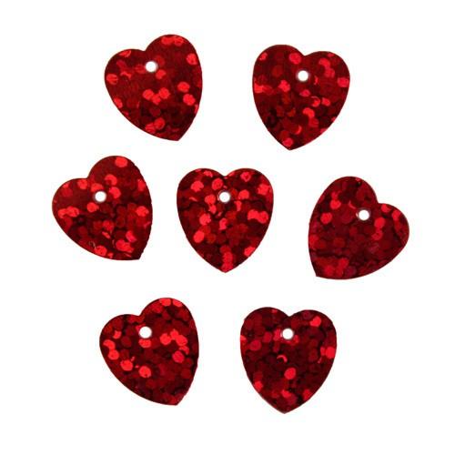 Пайетки "сердечки" 10х10мм, "Астра" 10г (50103 красный голограмма) фото 1 — PalitraMastera