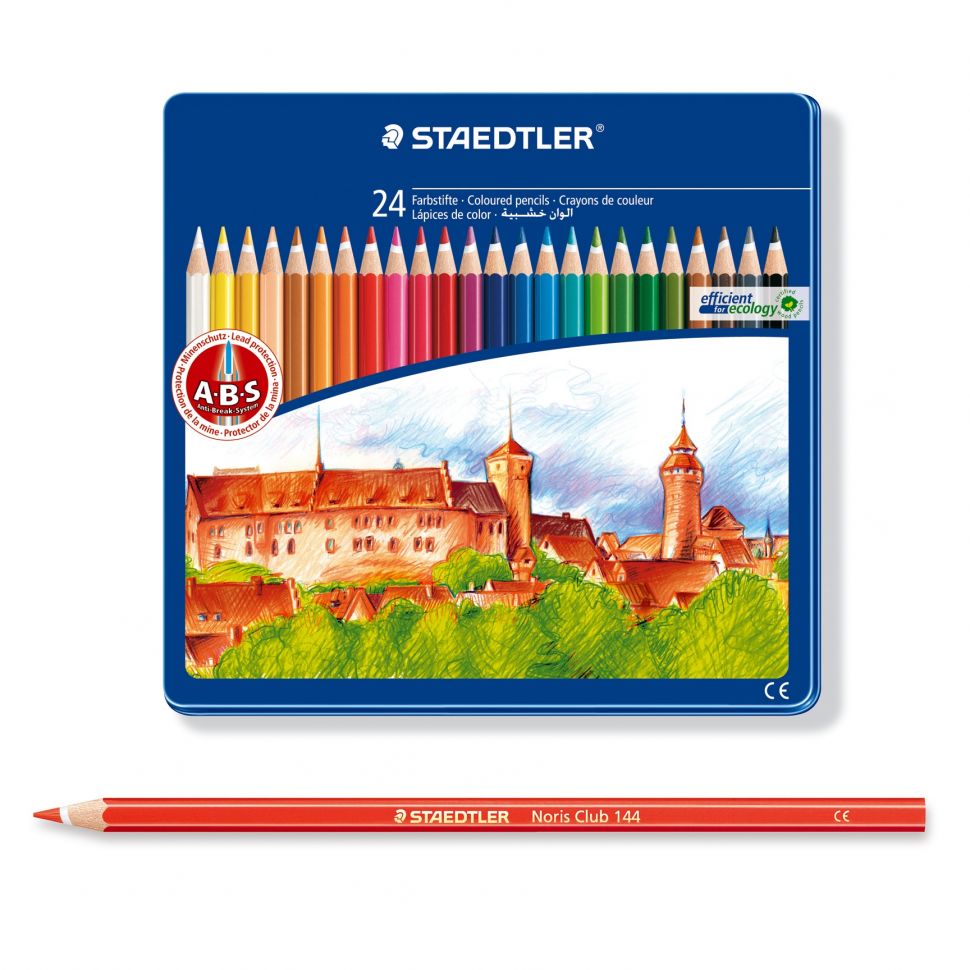 Набор карандашей цветных Staedtler 145, 24 цв., шестигранные, в металл. коробке "Замок"/ АКЦИЯ!!!--- фото 1 &mdash; PalitraMastera