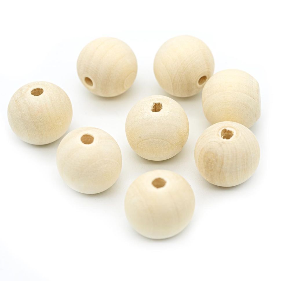 Бусины деревянные неокрашенные 20 мм,отв.3,5-4мм, 8шт фото 1 &mdash; PalitraMastera