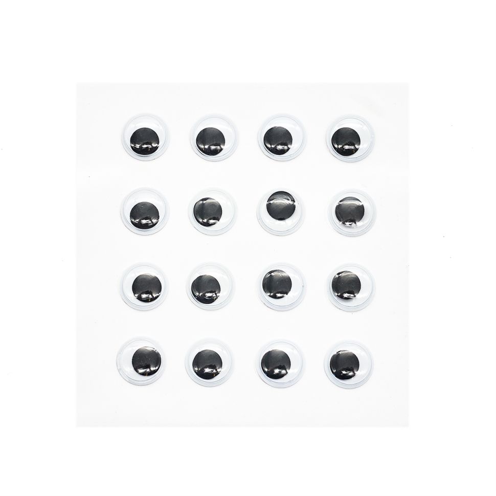 Глазки бегающие круглые на клеевой основе 15мм, 16шт/упак, ч/б, Astra&Craft фото 1 &mdash; PalitraMastera