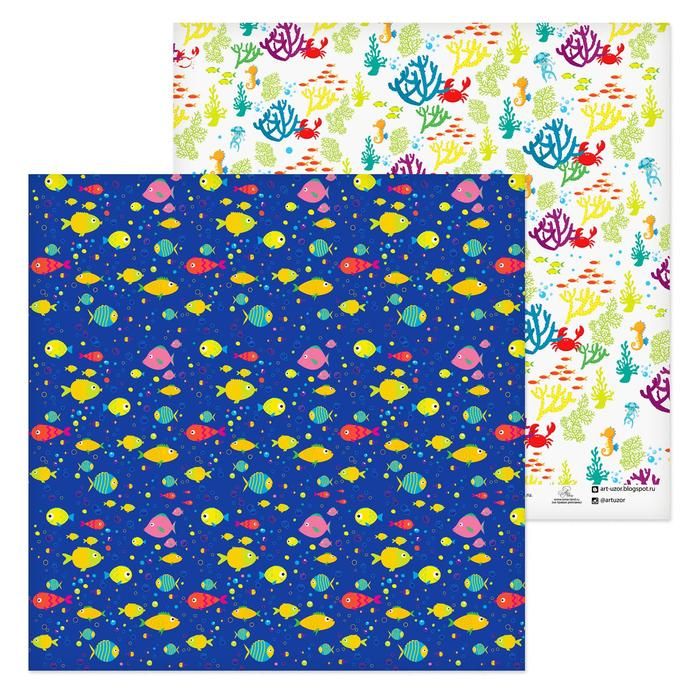 Бумага для скрапбукинга "Морские рыбки", 30.5х30.5 см 2655794 фото 1 — PalitraMastera