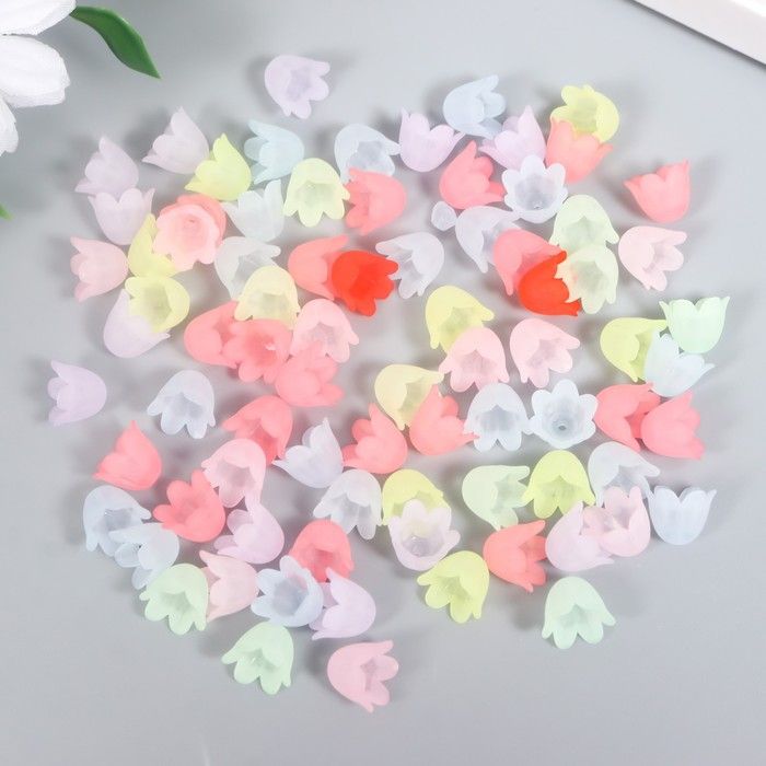 Бусины для творчества пластик «Цветок ландыша пастель» набор 80 шт. полупрозрачный 1.1х1.1х0.9 см фото 1 &mdash; PalitraMastera