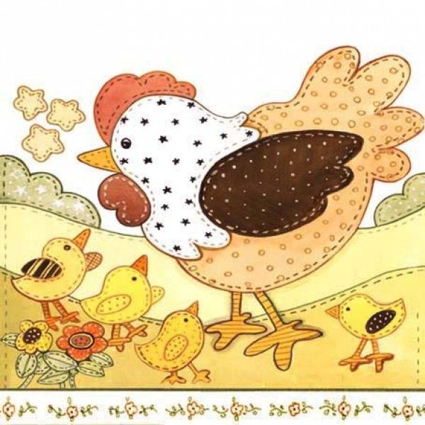 Салфетки - трехслойные, Daisy, 1 шт, 33х33 см   .курица апликация пэчворк — PalitraMastera