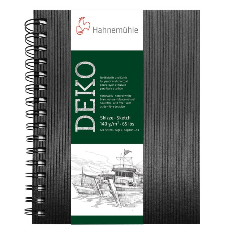 Hahnemuhle Альбом для эскизов на спирали «Deko», 140 г/м2, A5, 62 л, жесткая обложка (портрет) — PalitraMastera