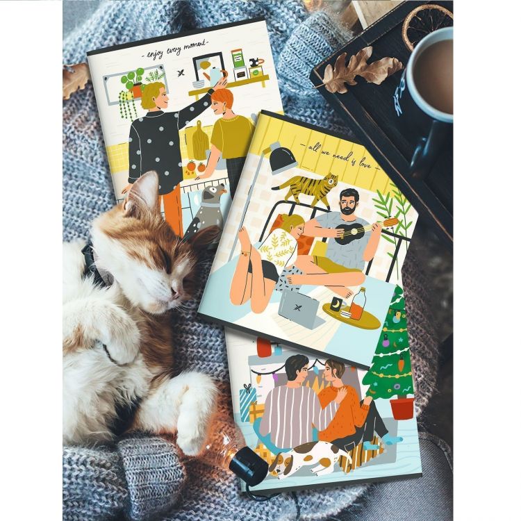 Тетрадь 48 л. кл. скреп. LOREX PLEASANT MOMENTS А5 мел. карт. soft touch офс. двойная обложка запеч. форзац — PalitraMastera