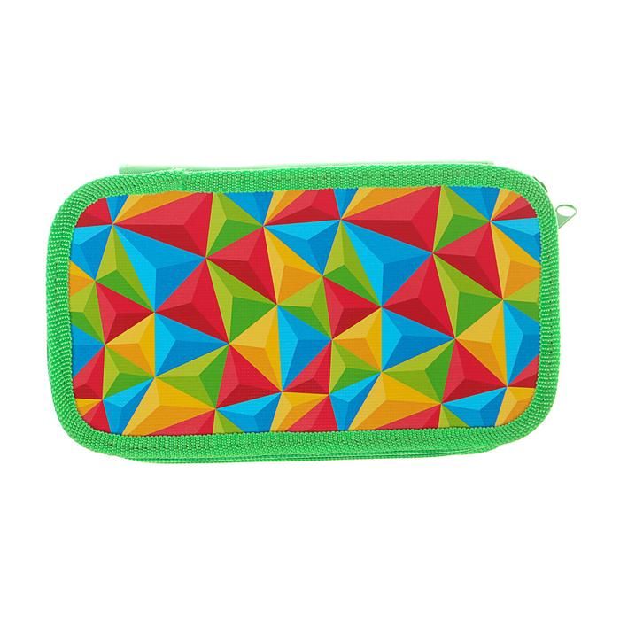 Пенал 3 секции 105 x 190 мм, ламинированный картон, тканевый торец Calligrata &quot;Пирамидки&quot; — PalitraMastera