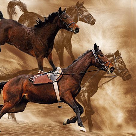 Салфетка для декупажа 33 х 33 см Бегущие лошади фото 1 &mdash; PalitraMastera
