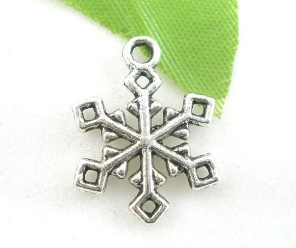 Подвеска &quot;Снежинка Рождественская, кристалл&quot; 19x16mm (под серебро) — PalitraMastera