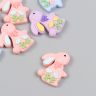 Декор для творчества пластик "Зайчик с бантиком в цветах" МИКС 2,9х2,4 см  9767053 фото 2 — PalitraMastera