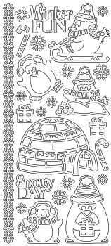 Контурные наклейки &quot;Пингвины&quot;, лист 10x24,5 см, цвет золотистый — PalitraMastera